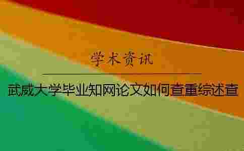 武威大學畢業學術論文如何查重？綜述查重嗎？